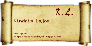 Kindris Lajos névjegykártya